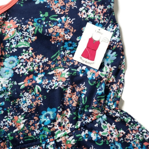 Floral Romper One Piece Shorts Outfit Sleep PJ - Picture 7 of 8